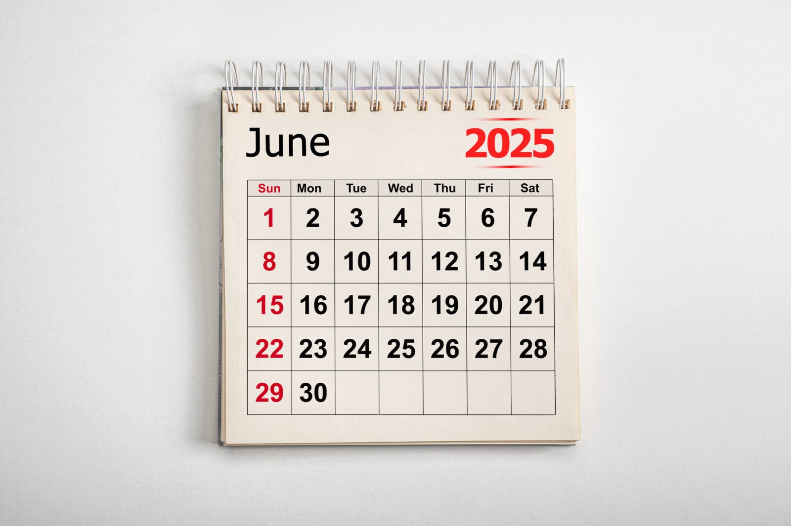 June 2025. Resolution, strategy, solution, goal, business and holidays. Date month June 2025. Monthly desk calendar June 2025. planning new year