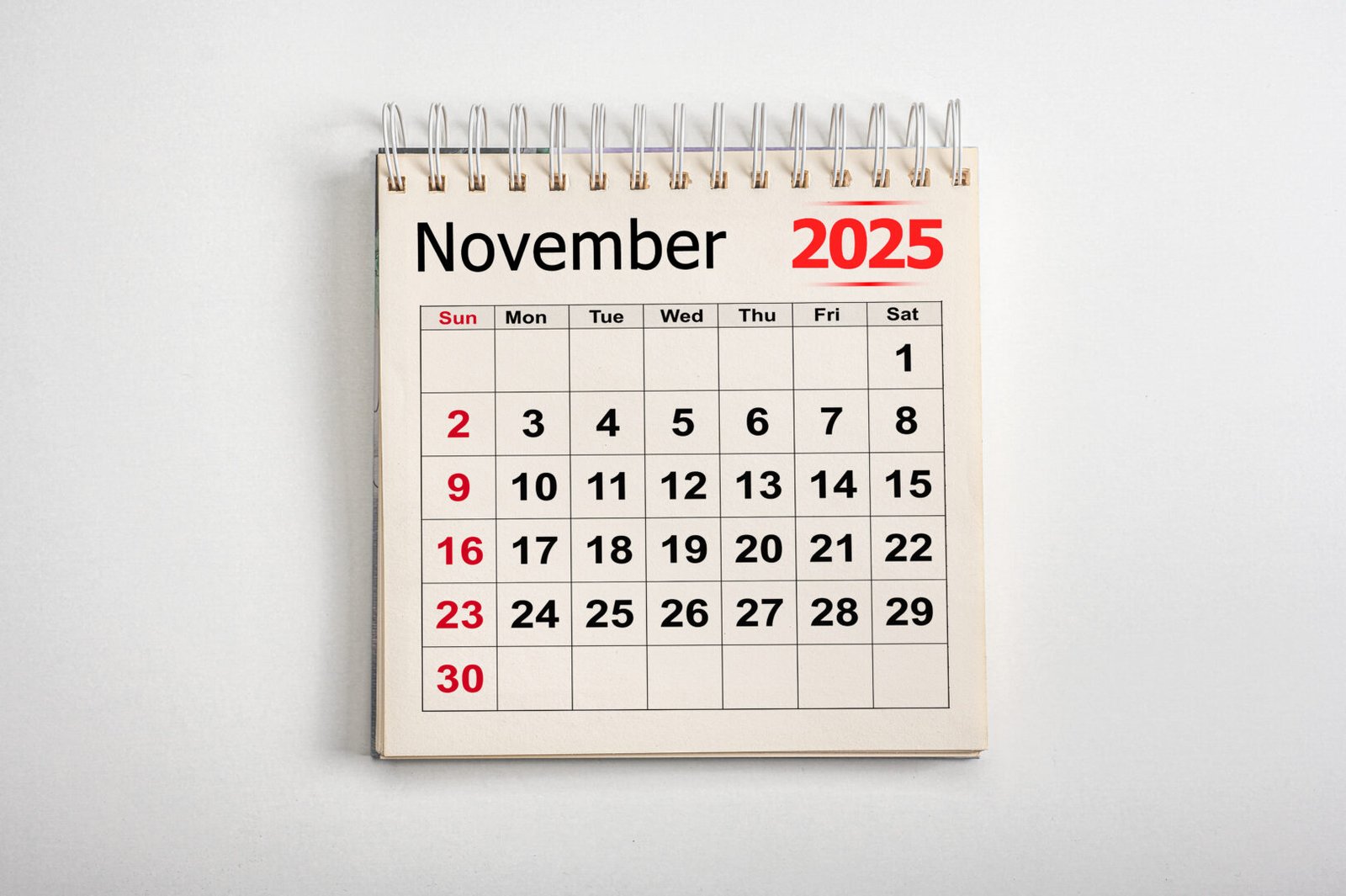 November 2025. Resolution, strategy, solution, goal, business and holidays. Date month April 2025. Monthly desk calendar April 2025. planning new year